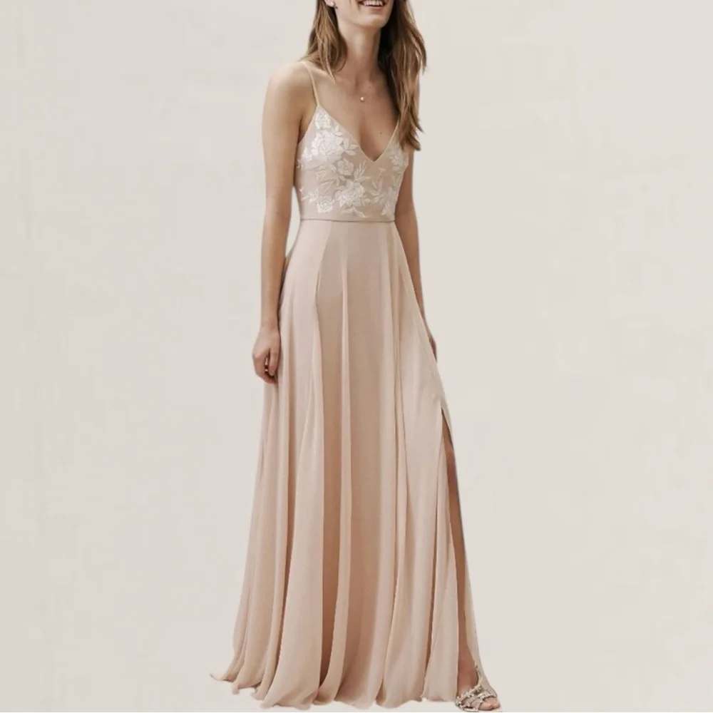 BHLDN sadia maxi dress pale pink floral embroidered women’s size 4 Anthropologie - Picture 7 of 7